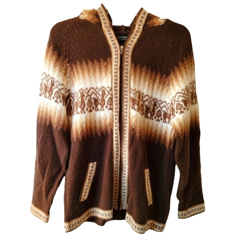 Alpaca Connection Full Zip Jacket Hoodie Handmade Peru Women’s Small Cottagecor